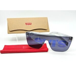 Levis Shield Sunglasses Black Blue Rimless Flat Top LV 1001/S KB78N 150 Mens